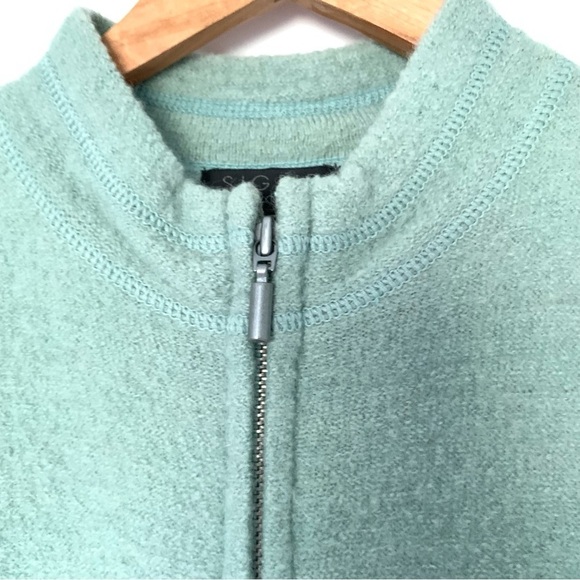 Vintage Sigrid Olsen 100% Wool Zip Sweater Green Beaded Embroidered Vest - Picture 3 of 6